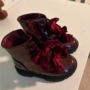 Cat & Jack Glitter Boots with Velvet Bows